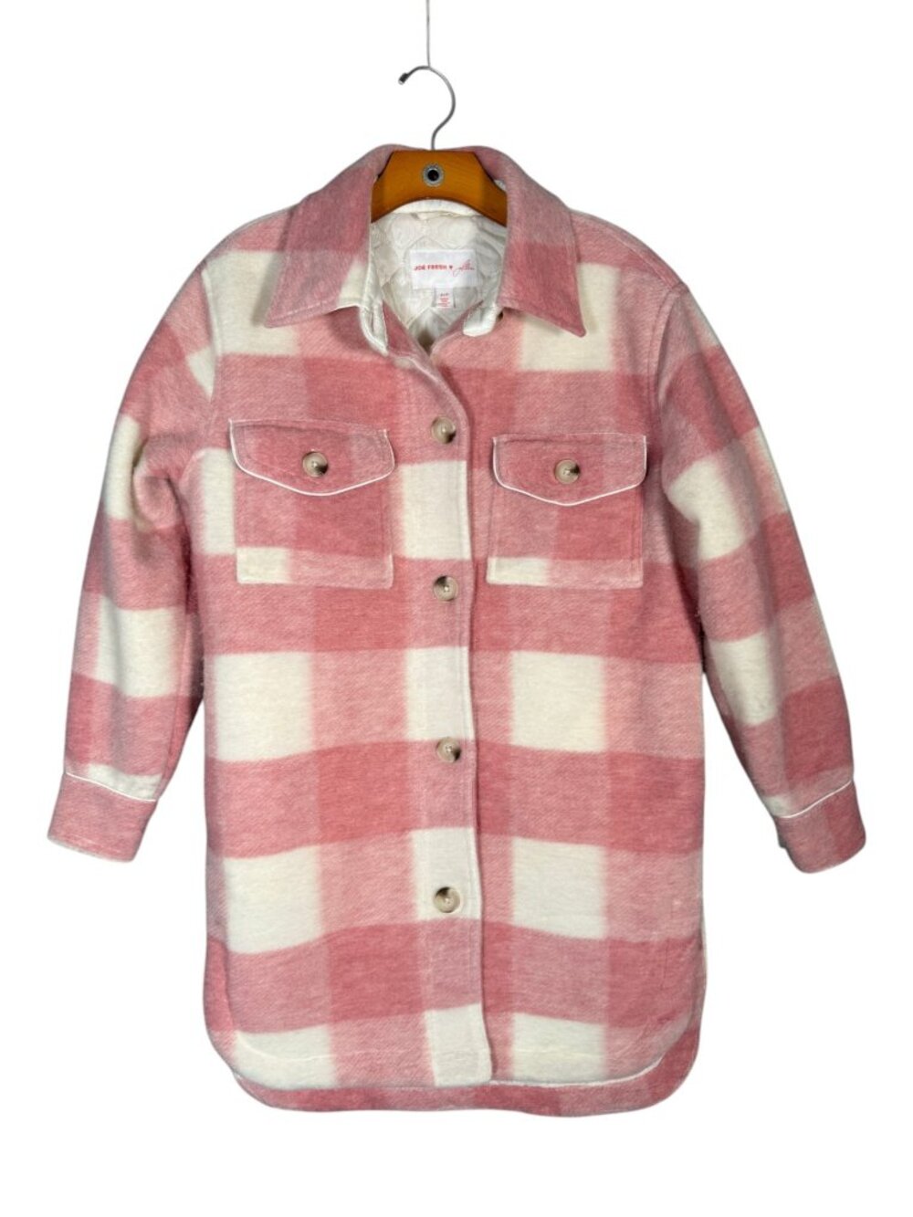 Joe Fresh x Jillian Harris Pink Gingham Shacket Long Coquette Cute Casual S